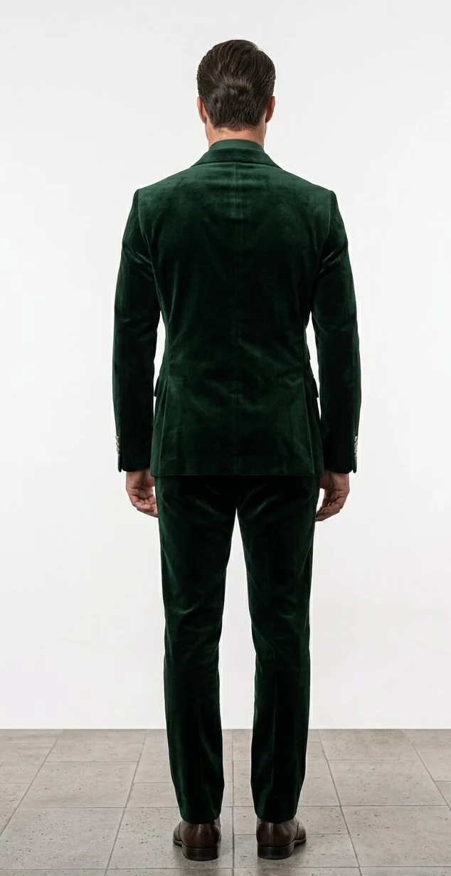 Velvet Suits - Double Breasted Suits - Slim Fit Suit - Hunter Green - Image 6