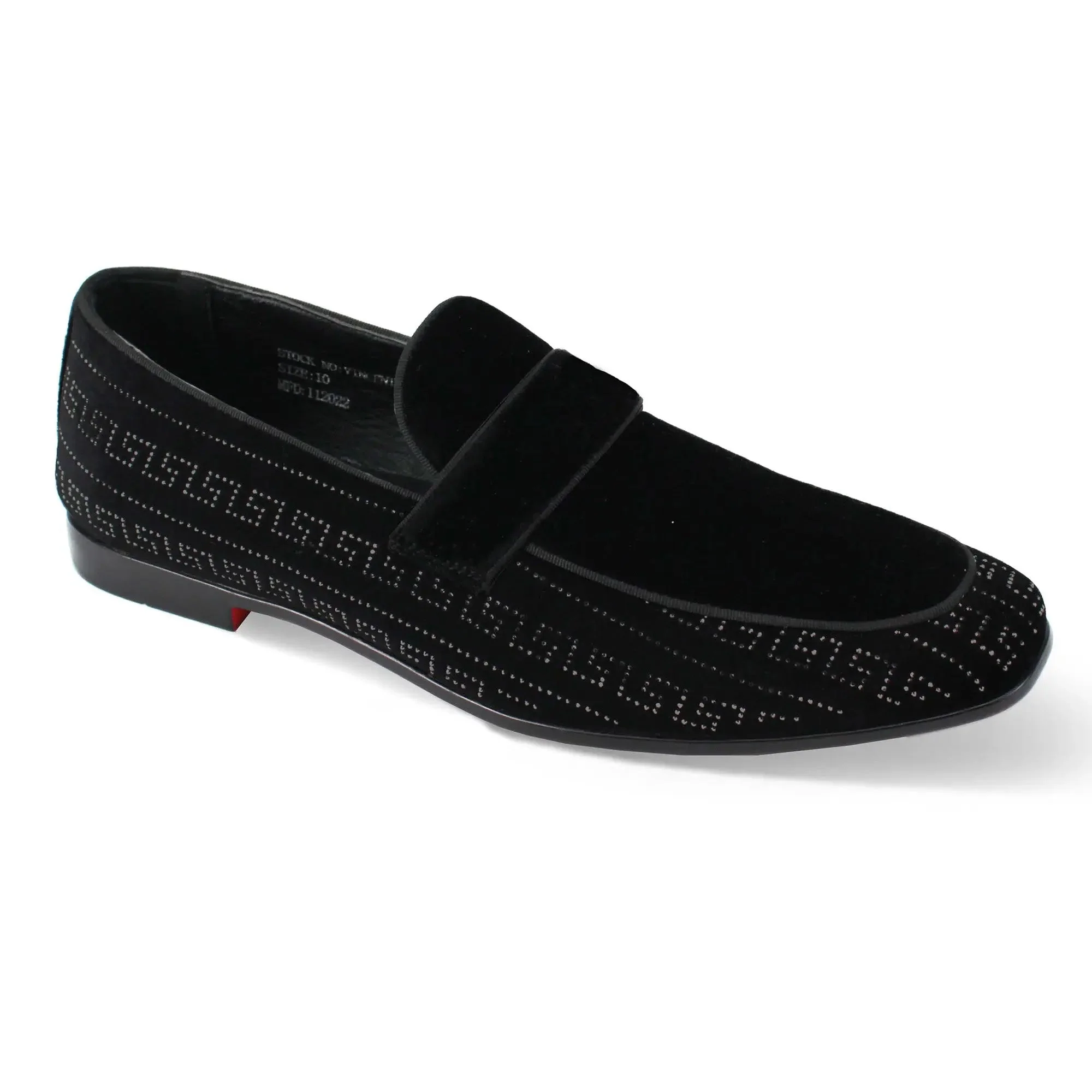 Vincent Velvet Rhinestone sequin Slip-On Smoking Loafers by After Midnight