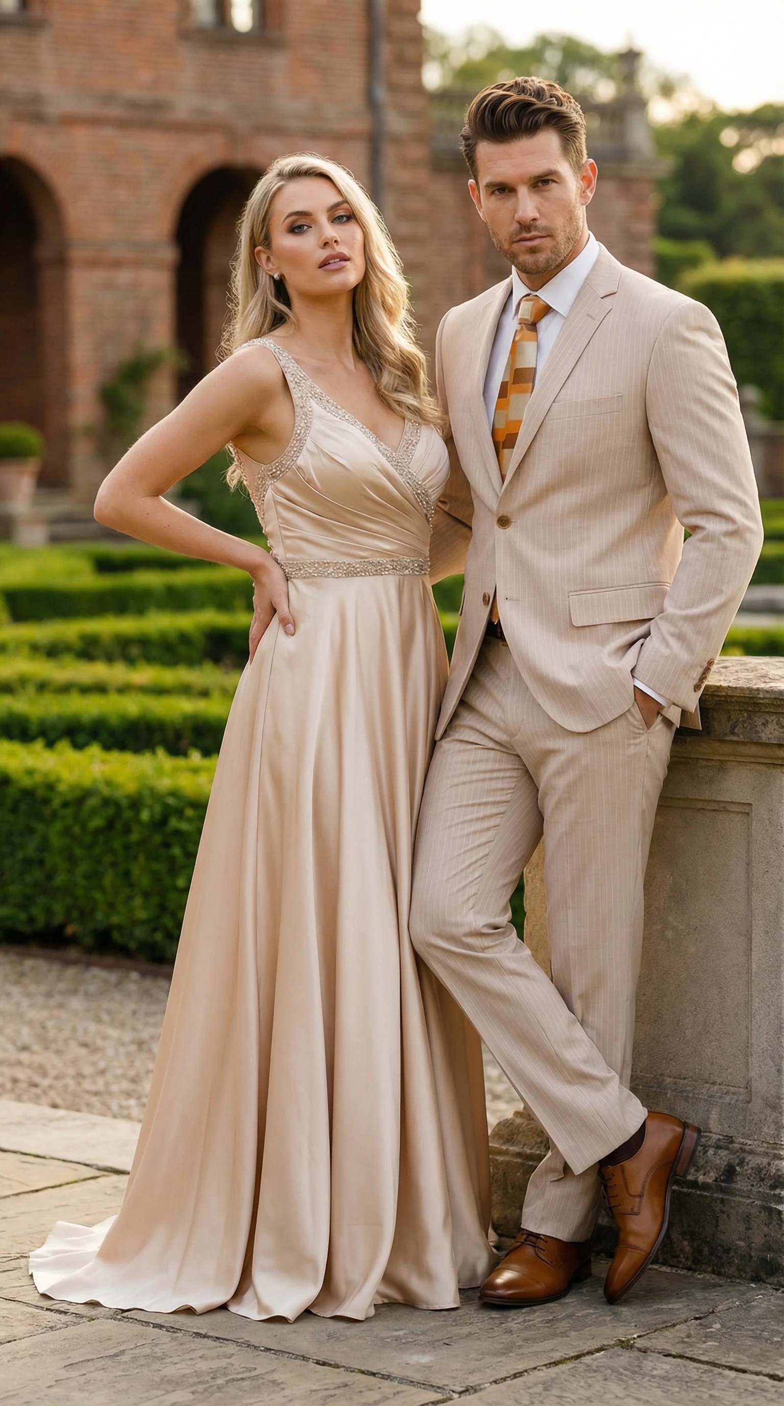 Vitali Men’s Natural Beige Pinstripe Suit – Summer Tan Pinstripe Weddings and Business Wear - Image 10