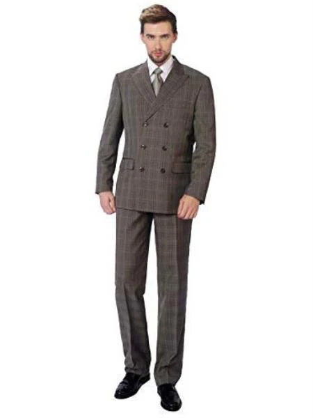 Walnut Double Breasted Suits Sharp Cut 3 Buttons Unique Style Suit
