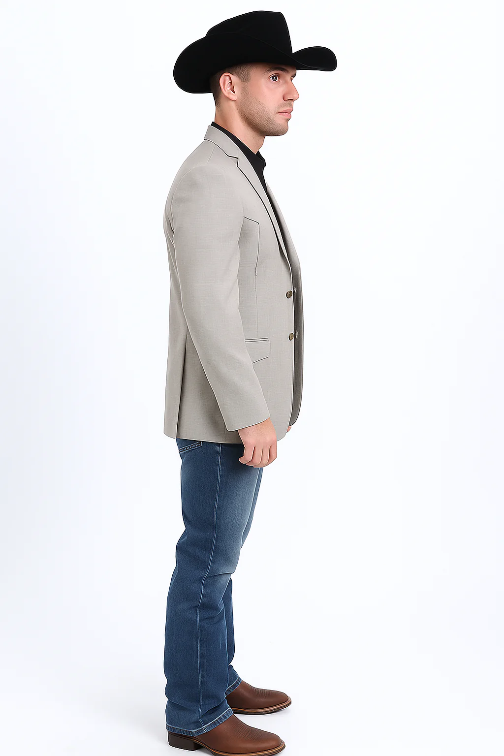 Western Blazer - Saco Para Hombre - Mens Double Button Western Beige Blazer - Image 7