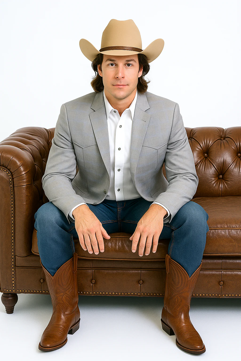 Western Blazer - Saco Para Hombre - Mens Double Button Western Grey Blazer - Image 5