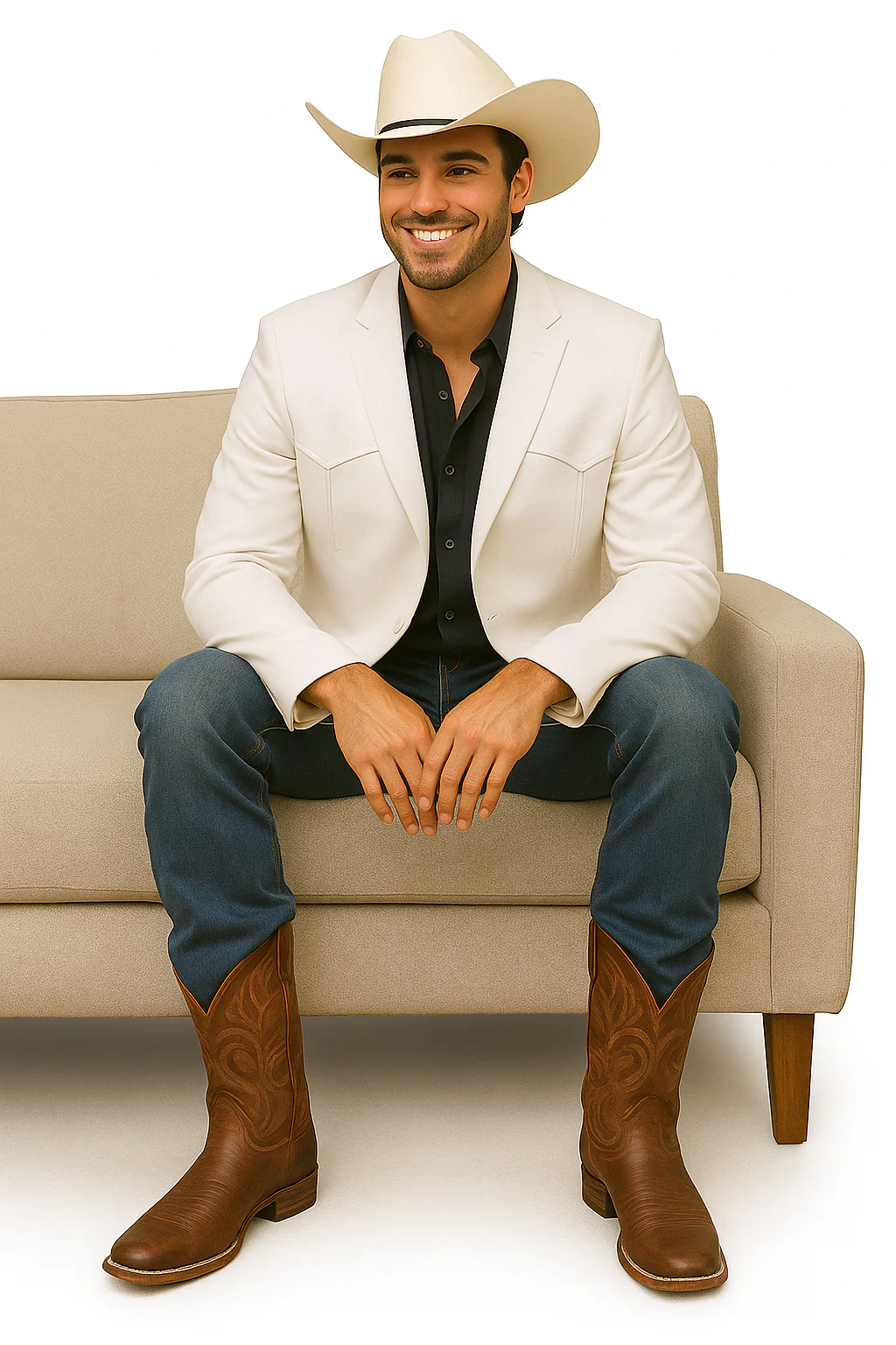 Western Blazer - Saco Para Hombre - Mens Double Button Western White Blazer - Image 6