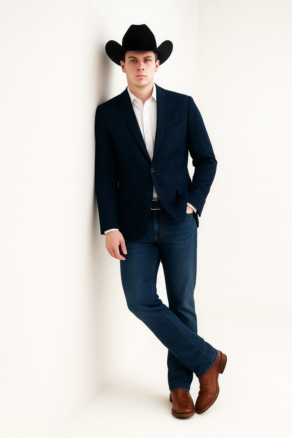 Western Blazers - Saco Vaquero Para Hombre - Paisley Blazer in Navy - Image 3