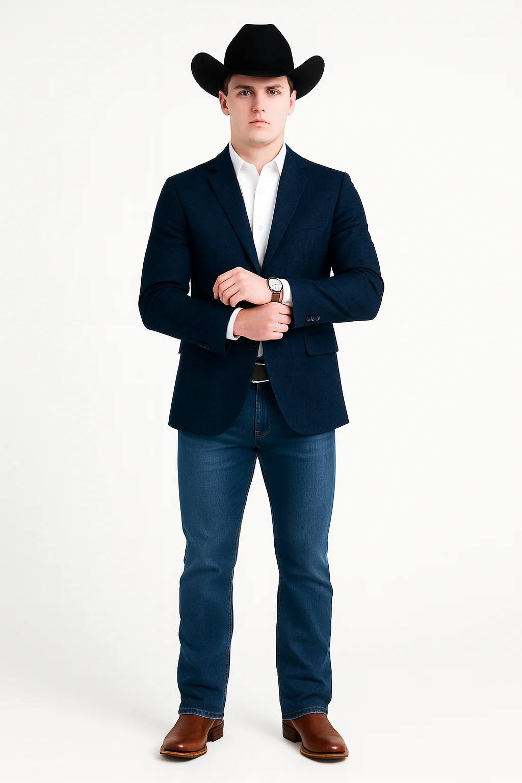Western Blazers - Saco Vaquero Para Hombre - Paisley Blazer in Navy - Image 7