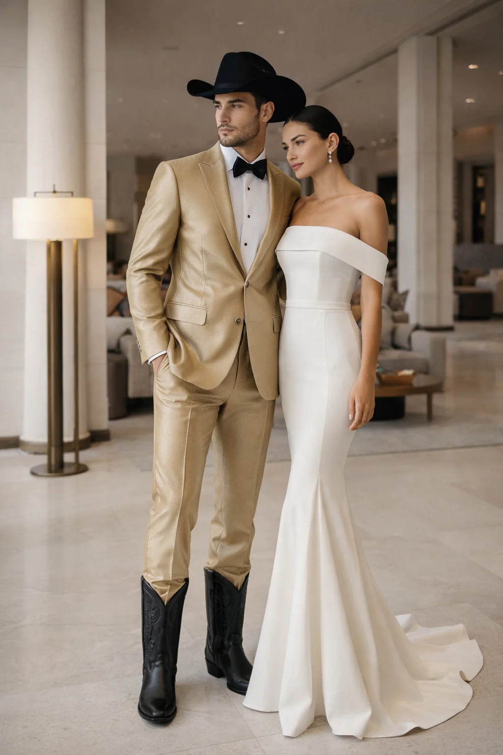 Western Shiny Suits For Wedding - Two Button Tuxedo - Traje Para Hombre - Image 6