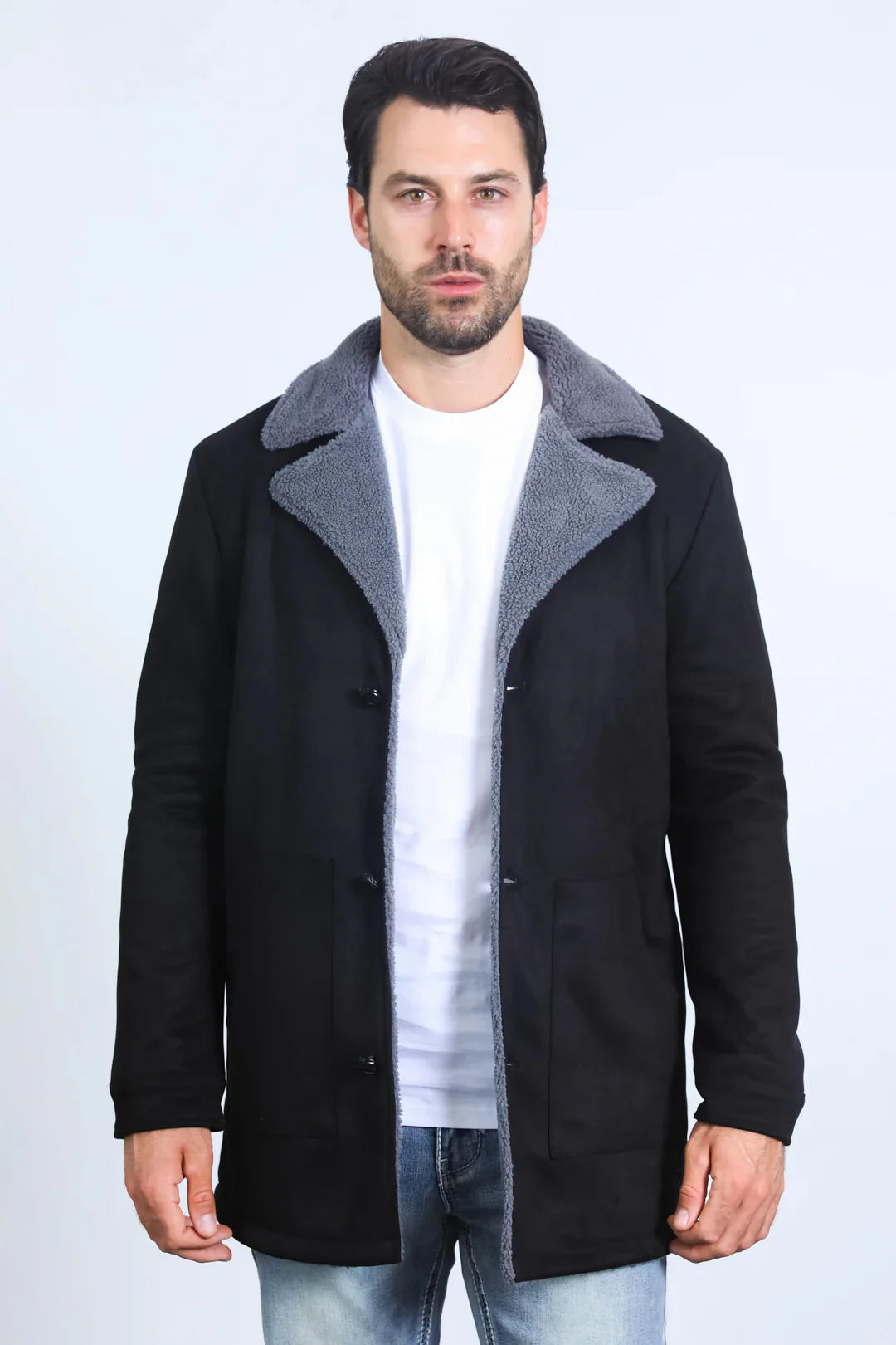 Western Style Long Black Faux Suede Coat for Men – Classic Cowboy Inspired Outerwear - Image 6