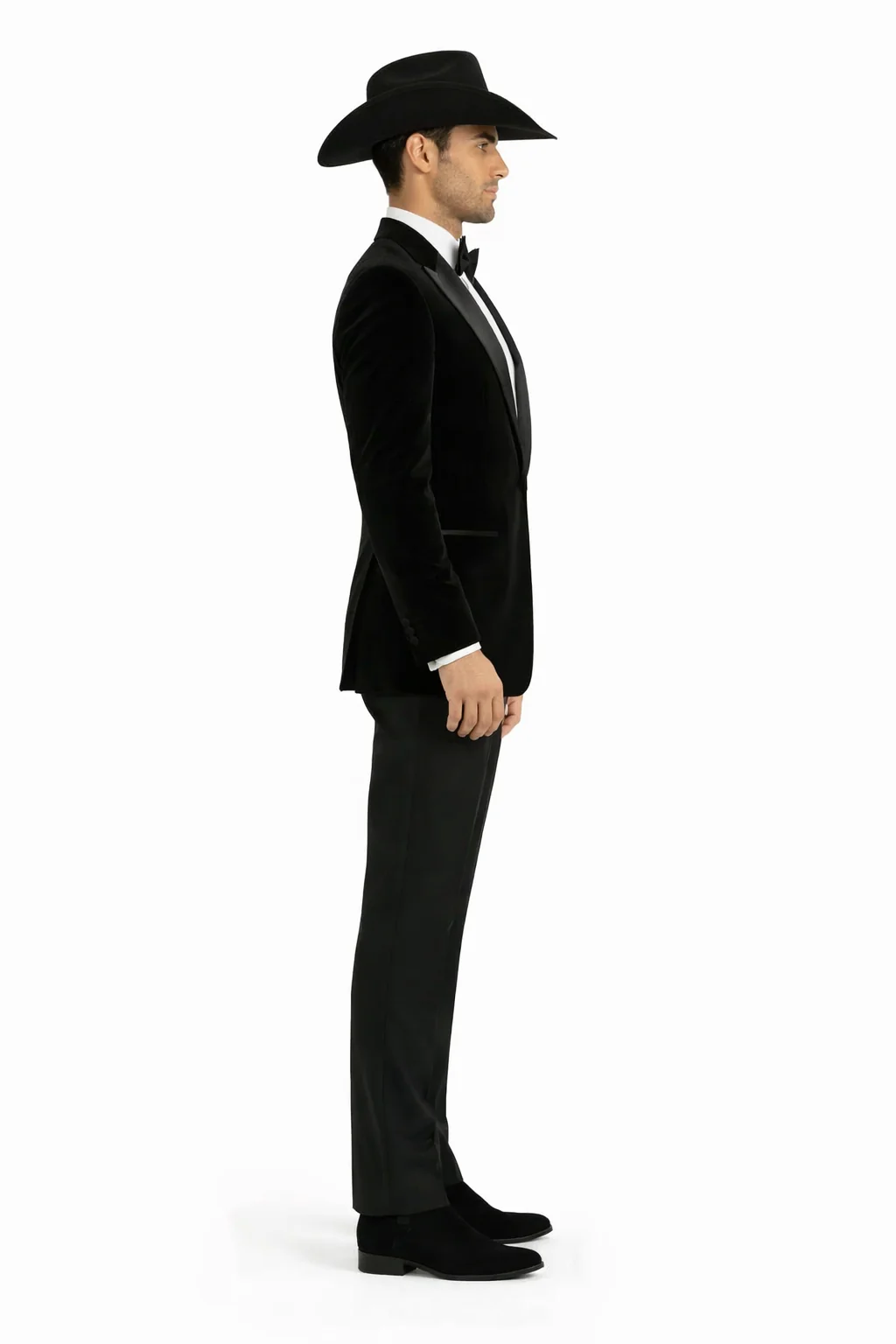 Western Suit - Trajes Para Hombres - Cowboy Formal Attire - Trajes De Novio - Black Matte Shawl Lapel - Image 3