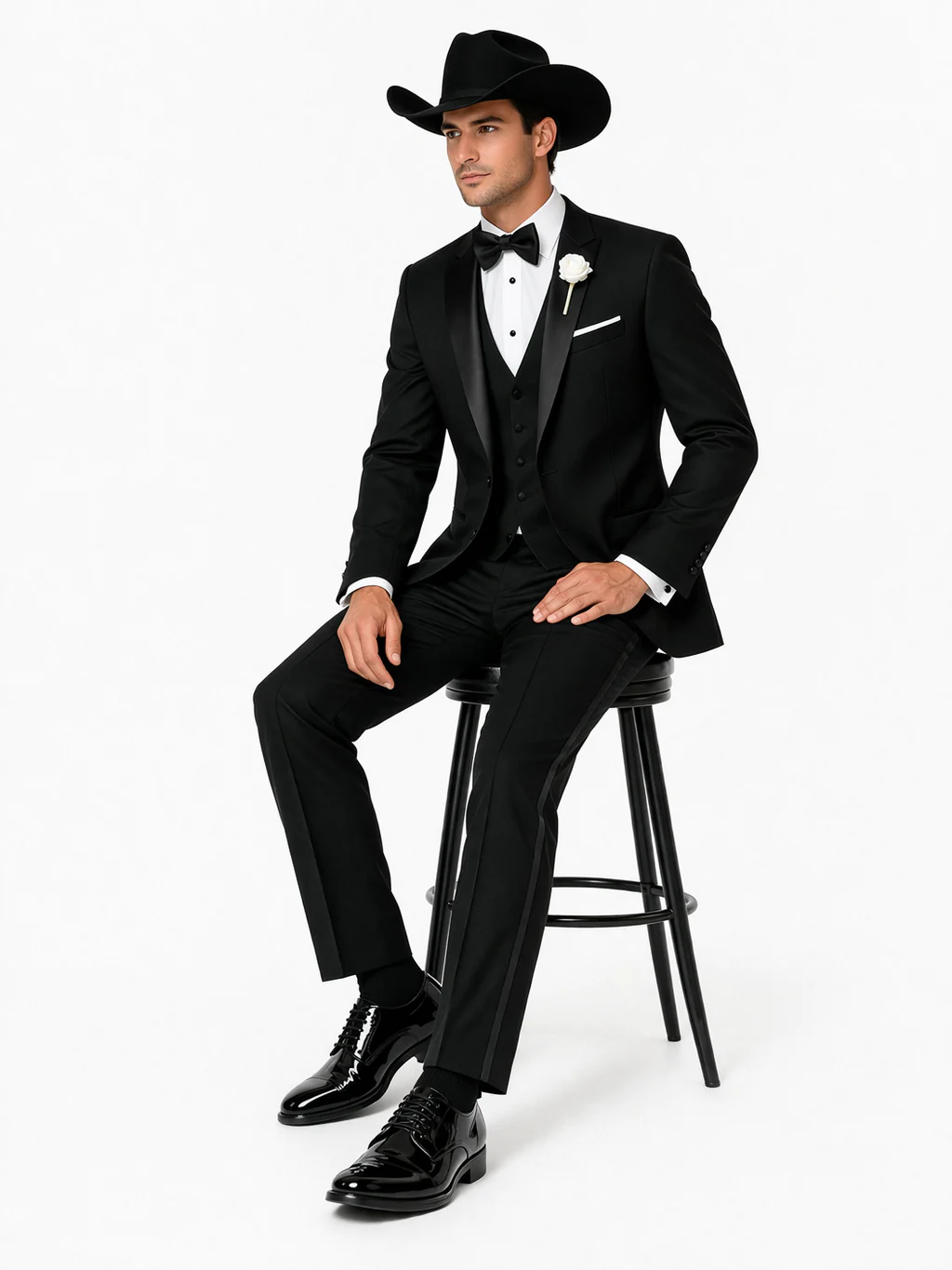 Western Suit - Trajes Para Hombres - Cowboy Formal Attire - Trajes De Novio Black Single Breasted - Image 4