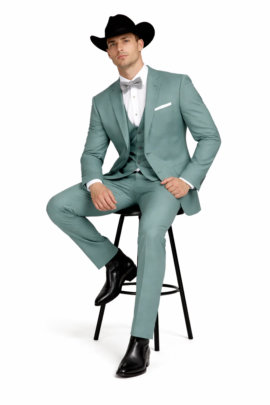 Western Suit - Trajes Para Hombres - Cowboy Formal Attire - Trajes De Novio - Green - Image 4