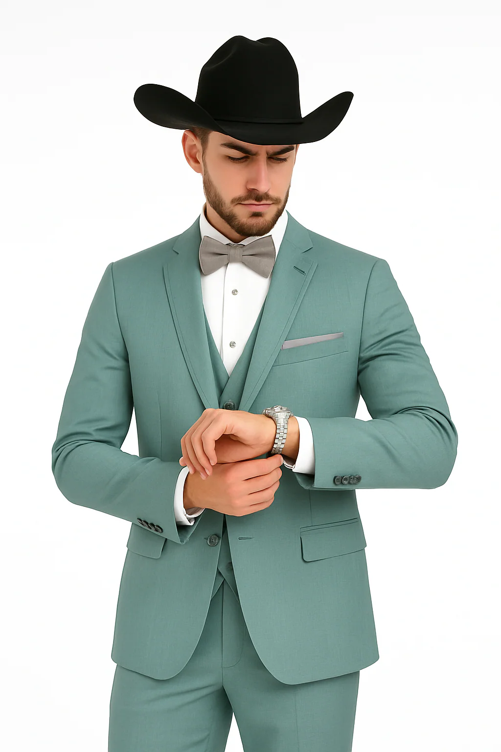 Western Suit - Trajes Para Hombres - Cowboy Formal Attire - Trajes De Novio - Green - Image 9