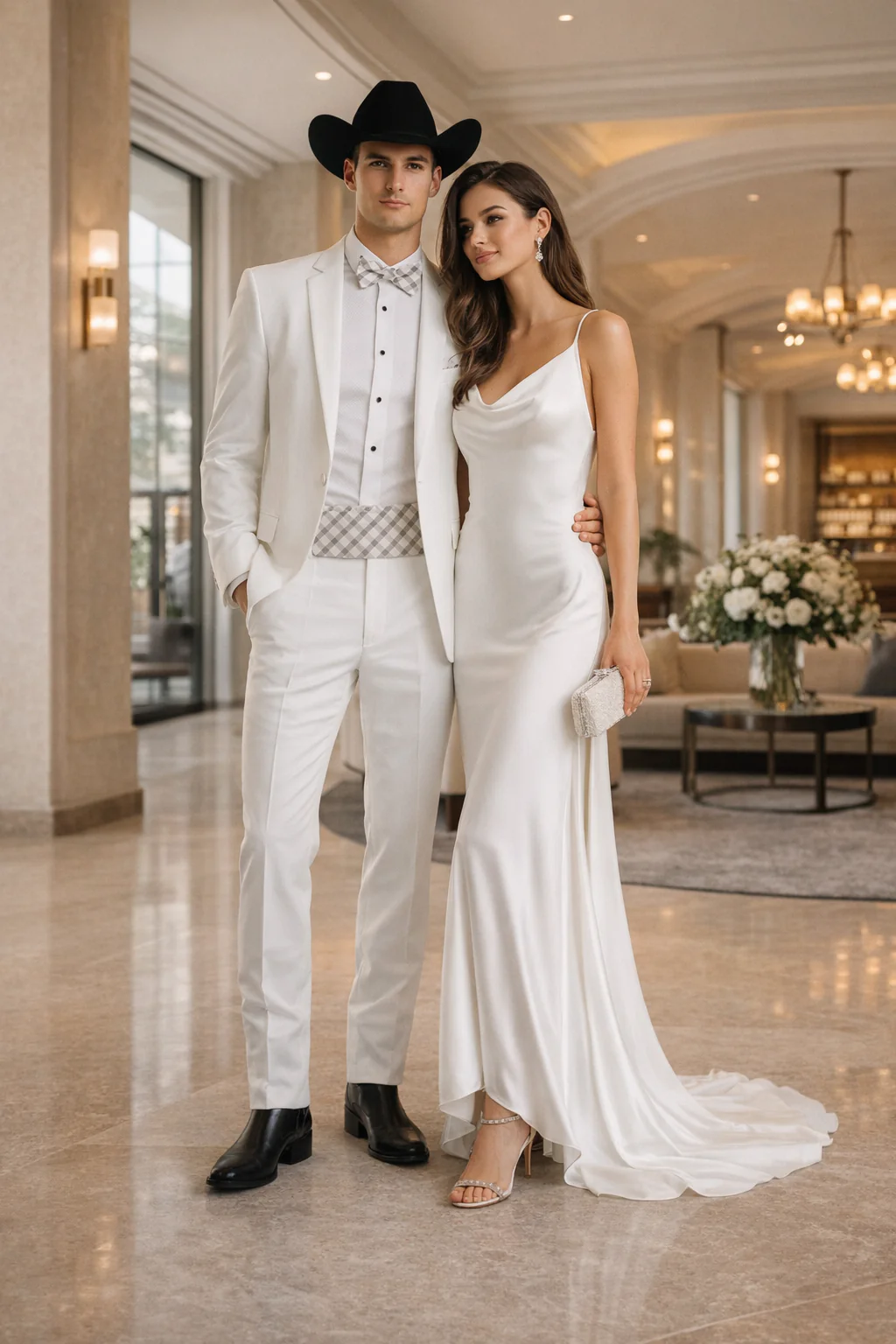 Western Suit - Trajes Para Hombres - Cowboy Formal Attire - Trajes De Novio - Notch Lapel Besom Pocket One Button White Suit - Image 6