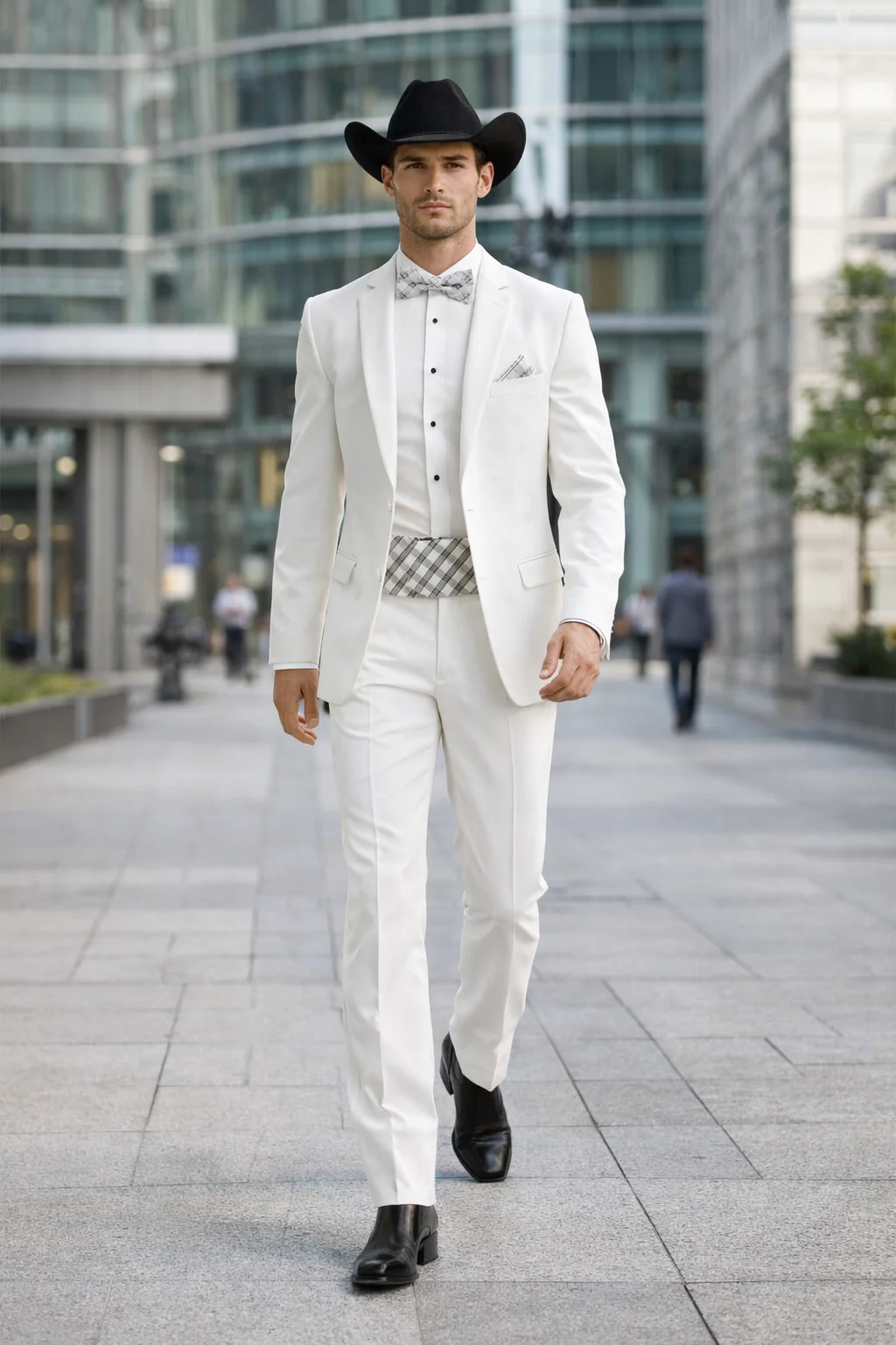 Western Suit - Trajes Para Hombres - Cowboy Formal Attire - Trajes De Novio - Notch Lapel Besom Pocket One Button White Suit - Image 8
