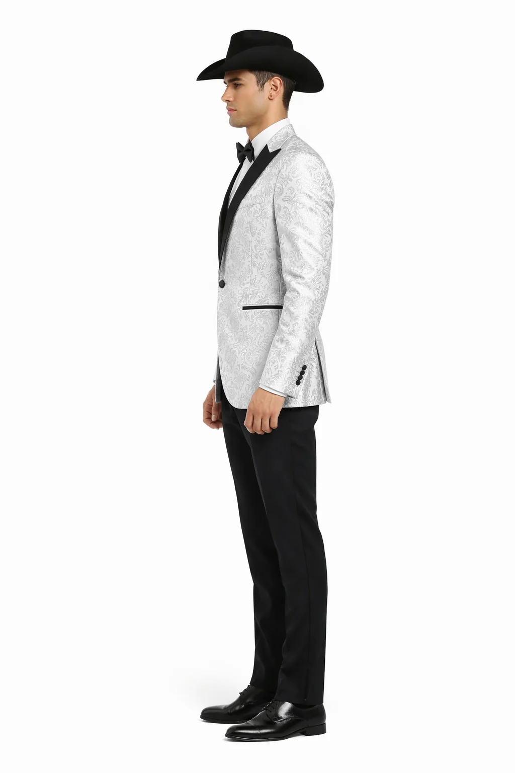Western Suit - Trajes Para Hombres - Cowboy Formal Attire - Trajes De Novio - Peak Lapel Single Breasted White Suit - Image 3