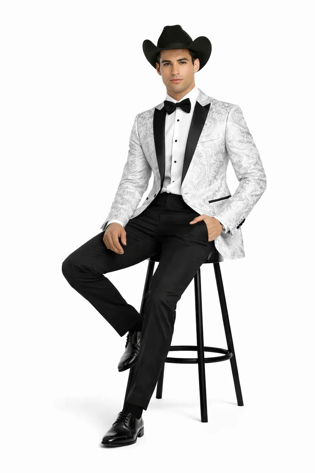 Western Suit - Trajes Para Hombres - Cowboy Formal Attire - Trajes De Novio - Peak Lapel Single Breasted White Suit - Image 4