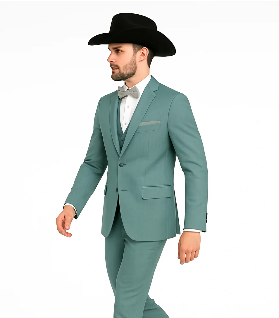 Western Suit - Trajes Para Hombres - Cowboy Formal Attire - Trajes De Novio - Sea Glass Green - Image 5