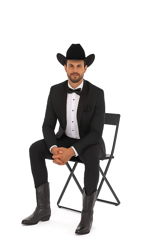 Western Suit - Trajes Para Hombres - Cowboy Formal Attire - Trajes De Novio - Shawl Lapel Black - Image 4