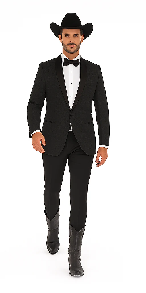 Western Suit - Trajes Para Hombres - Cowboy Formal Attire - Trajes De Novio - Shawl Lapel Black - Image 5