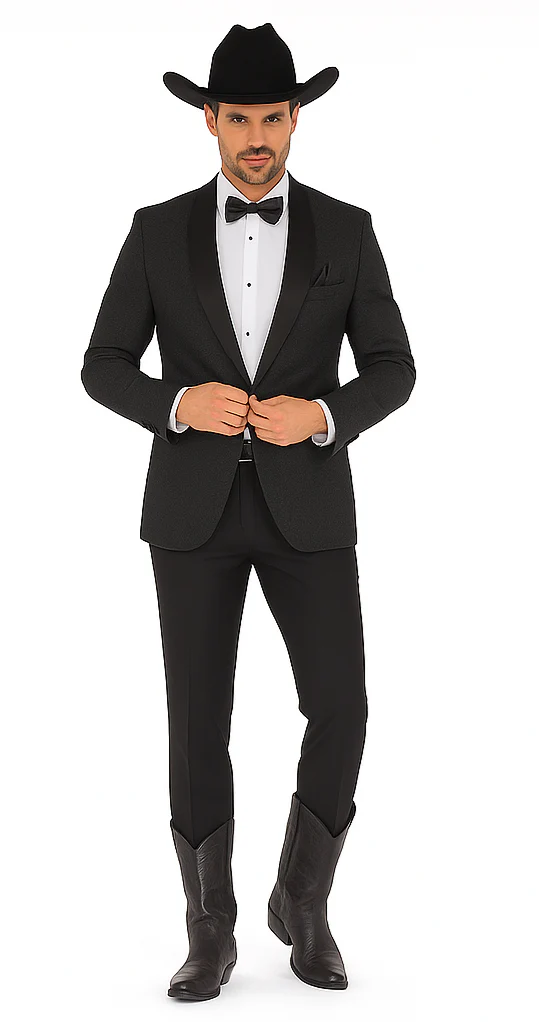 Western Suit - Trajes Para Hombres - Cowboy Formal Attire - Trajes De Novio - Shawl Lapel Black - Image 7