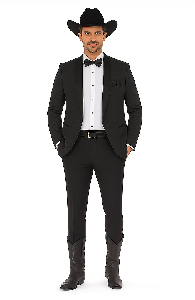 Western Suit - Trajes Para Hombres - Cowboy Formal Attire - Trajes De Novio - Shawl Lapel Black - Image 8