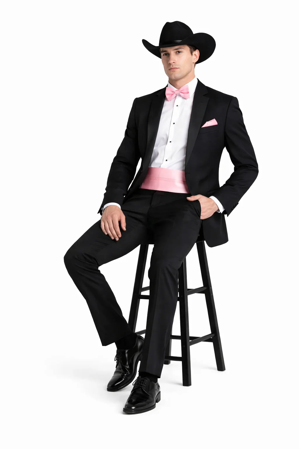 Western Suit - Trajes Para Hombres - Cowboy Formal Attire - Trajes De Novio - Shawl Lapel One Button Black Suit - Image 4