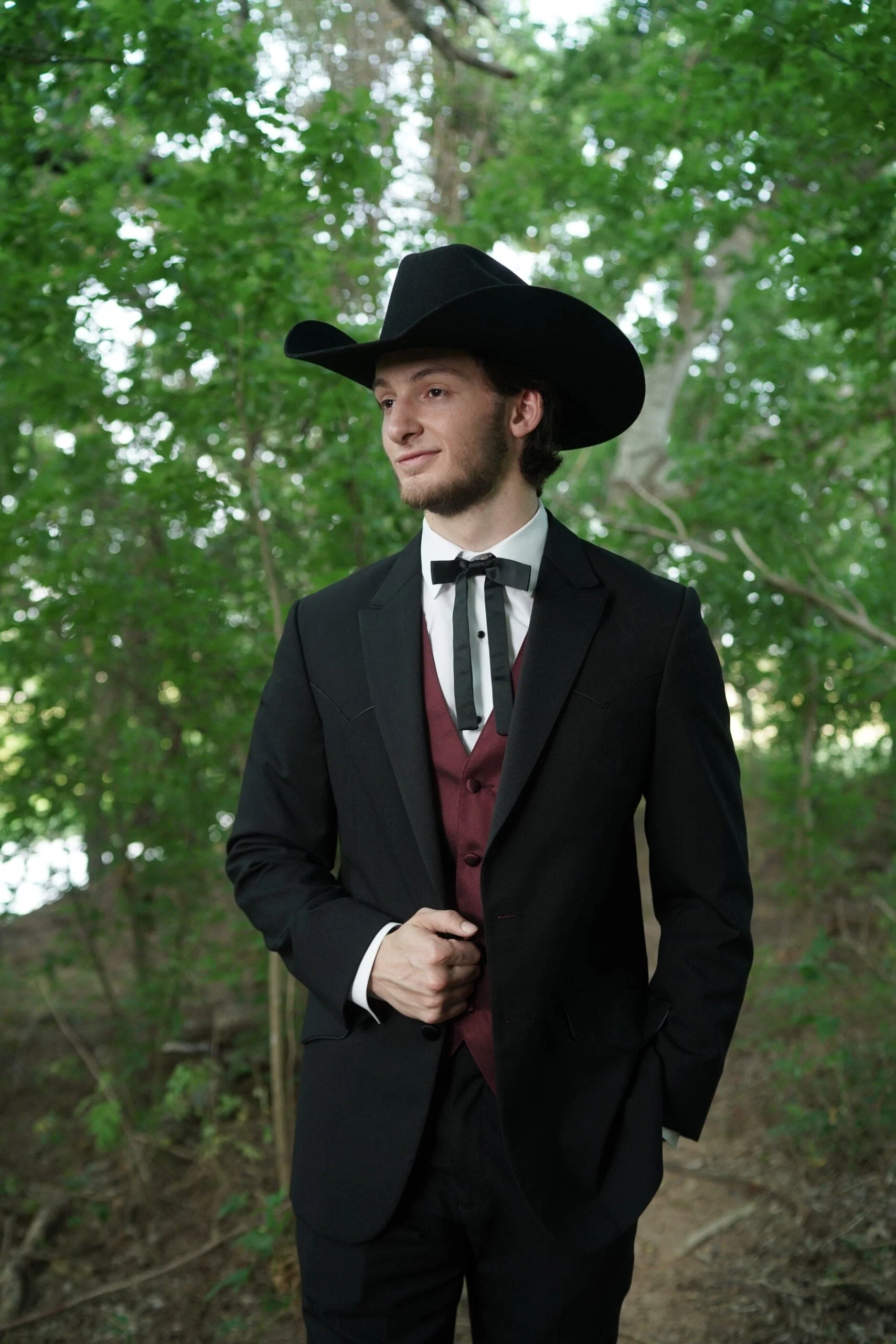 Western Suit - Trajes Para Hombres - Cowboy Formal Attire - Trajes De Novio - Two Button Peak Western Black - Image 10