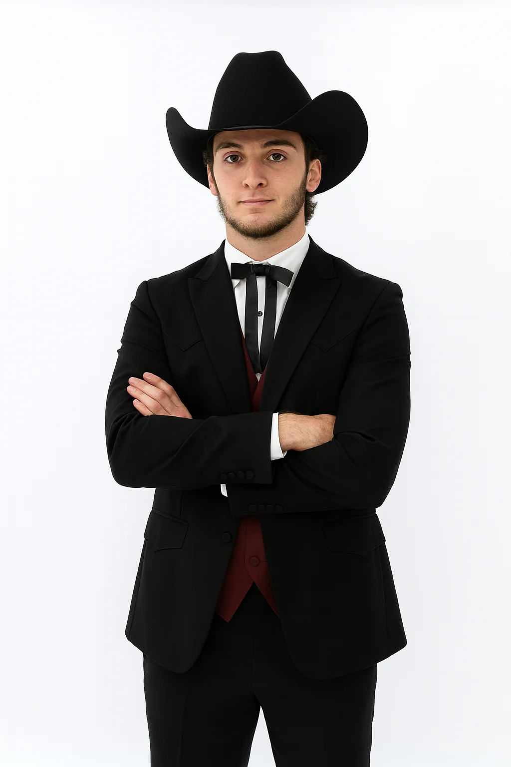 Western Suit - Trajes Para Hombres - Cowboy Formal Attire - Trajes De Novio - Two Button Peak Western Black - Image 2