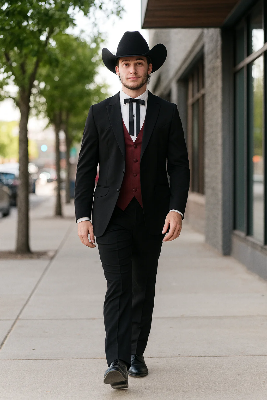Western Suit - Trajes Para Hombres - Cowboy Formal Attire - Trajes De Novio - Two Button Peak Western Black - Image 3