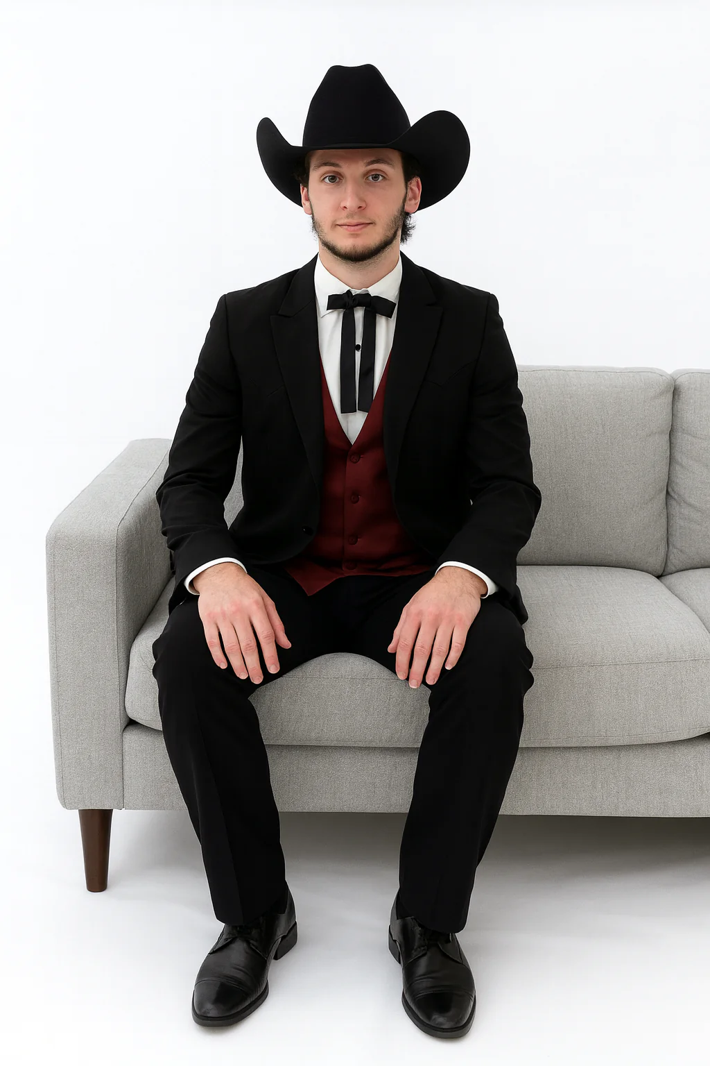 Western Suit - Trajes Para Hombres - Cowboy Formal Attire - Trajes De Novio - Two Button Peak Western Black - Image 7
