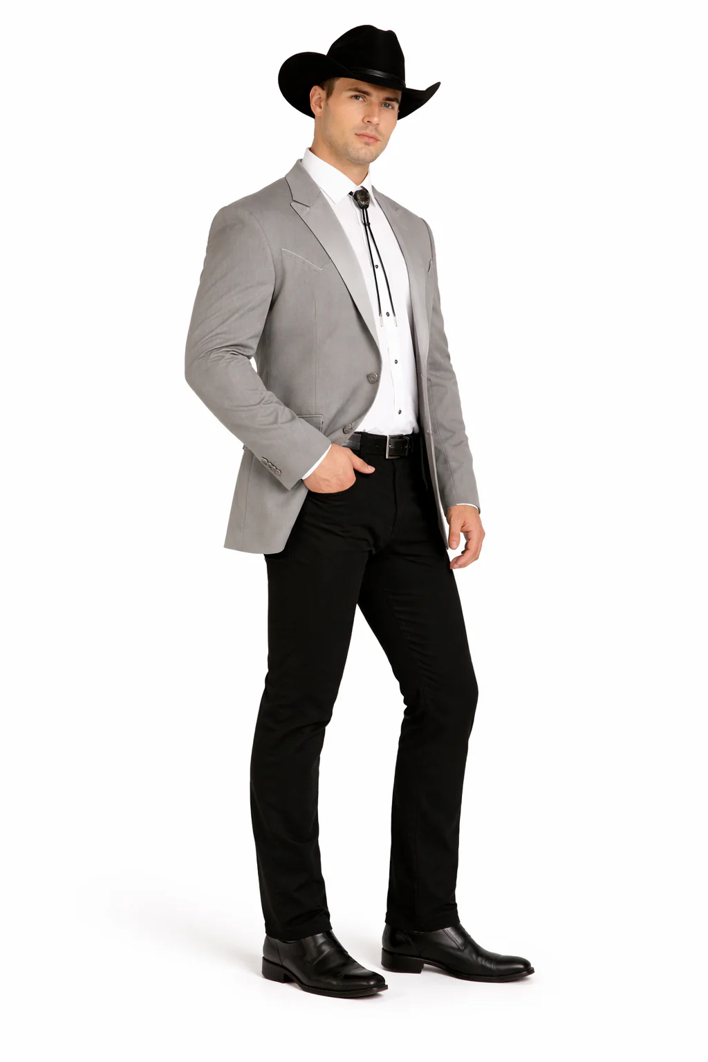 Western Suit - Trajes Para Hombres - Cowboy Formal Attire - Trajes De Novio - Western Grey - Image 3