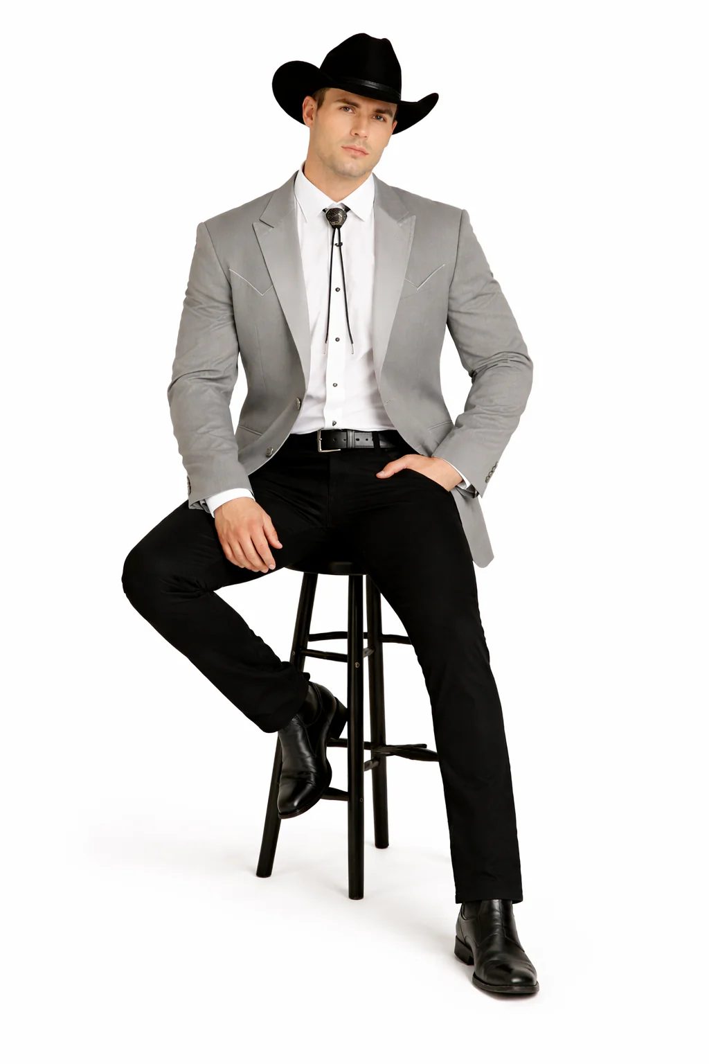 Western Suit - Trajes Para Hombres - Cowboy Formal Attire - Trajes De Novio - Western Grey - Image 4