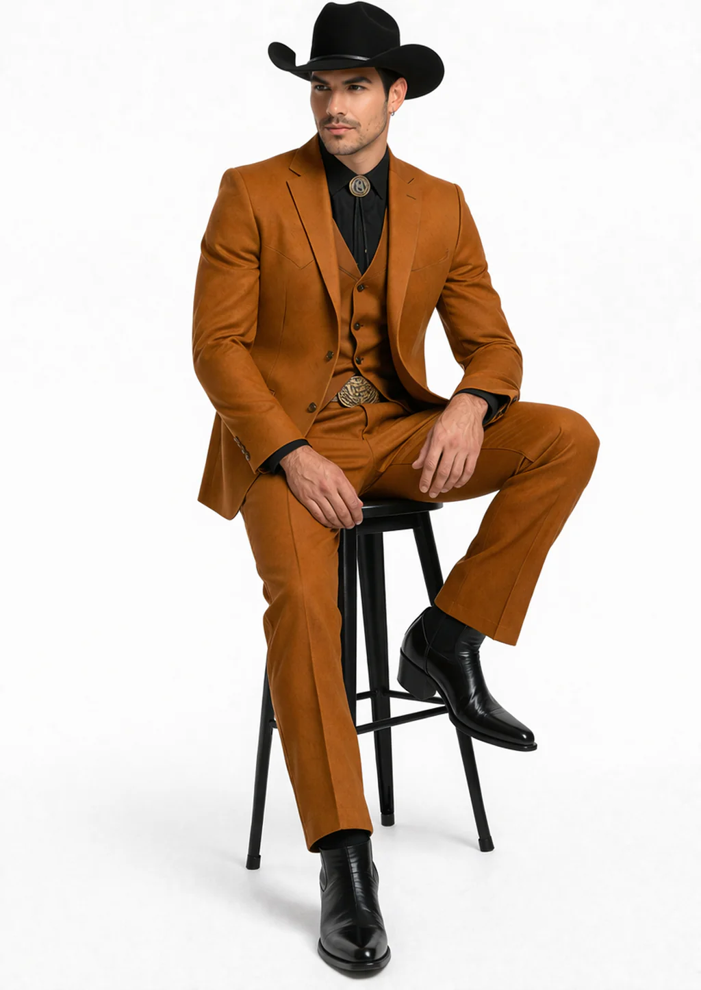 Western Suits For Wedding - Traje Para Hombre - Western Tuxedo - Rust - Image 4