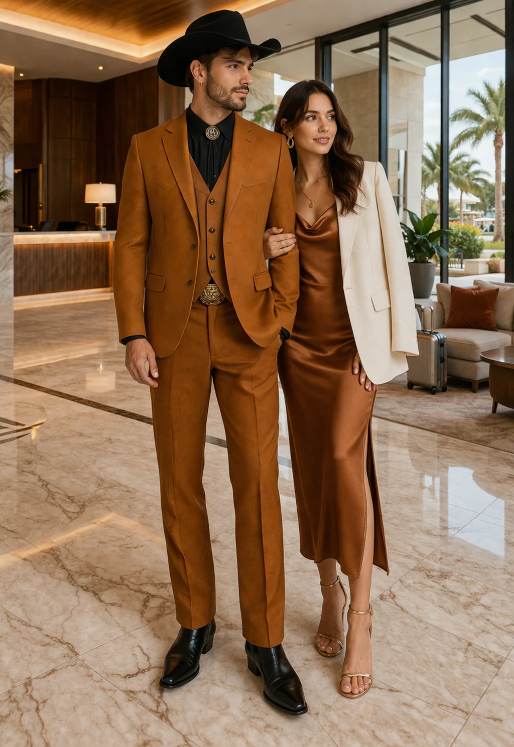 Western Suits For Wedding - Traje Para Hombre - Western Tuxedo - Rust - Image 8