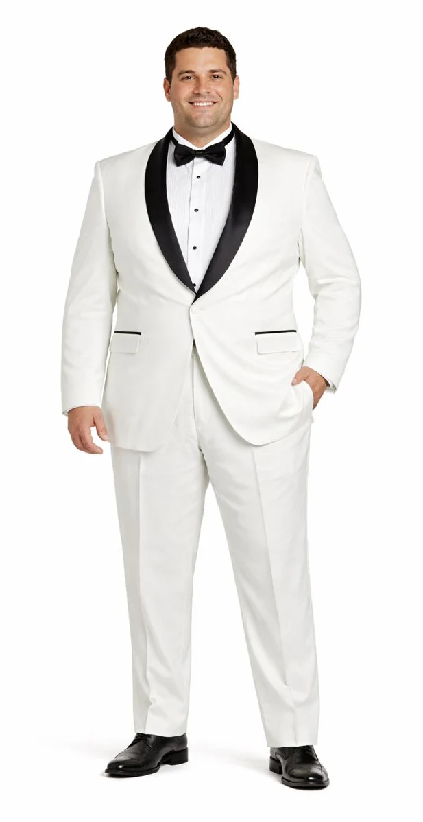 White And Black Lapel Tuxedo Suit Jacket & Pants Blazer Dinner Jacket Looking - Image 7