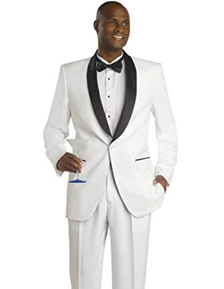 White And Black Lapel Tuxedo Suit Jacket & Pants Blazer Dinner Jacket Looking - Image 8