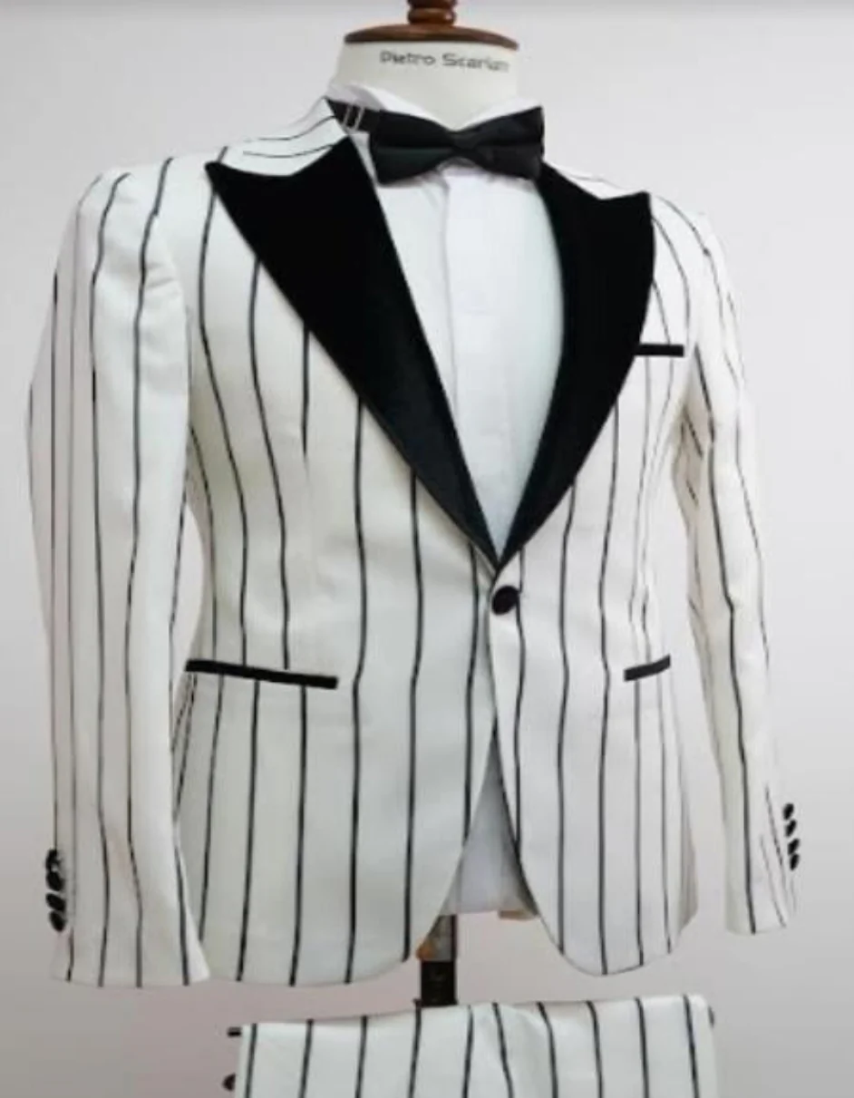 White and Black Pinstripe Suits - 1920 Suit - Gangster Suits