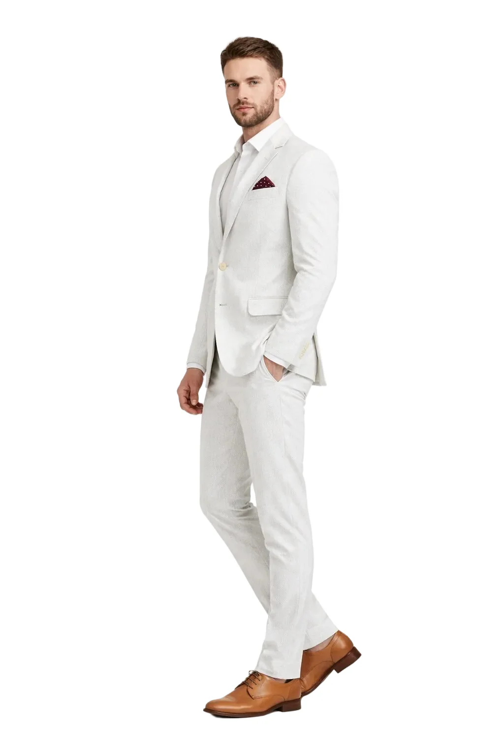 White on White Seersucker Suit - Shadow Pinstripe - Image 3