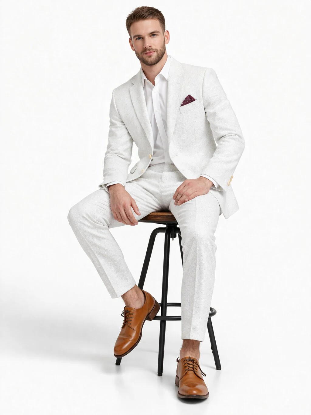 White on White Seersucker Suit - Shadow Pinstripe - Image 4