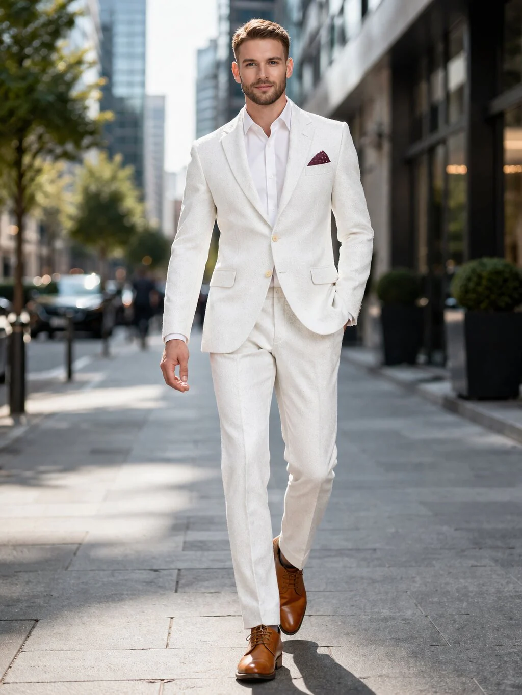 White on White Seersucker Suit - Shadow Pinstripe - Image 7