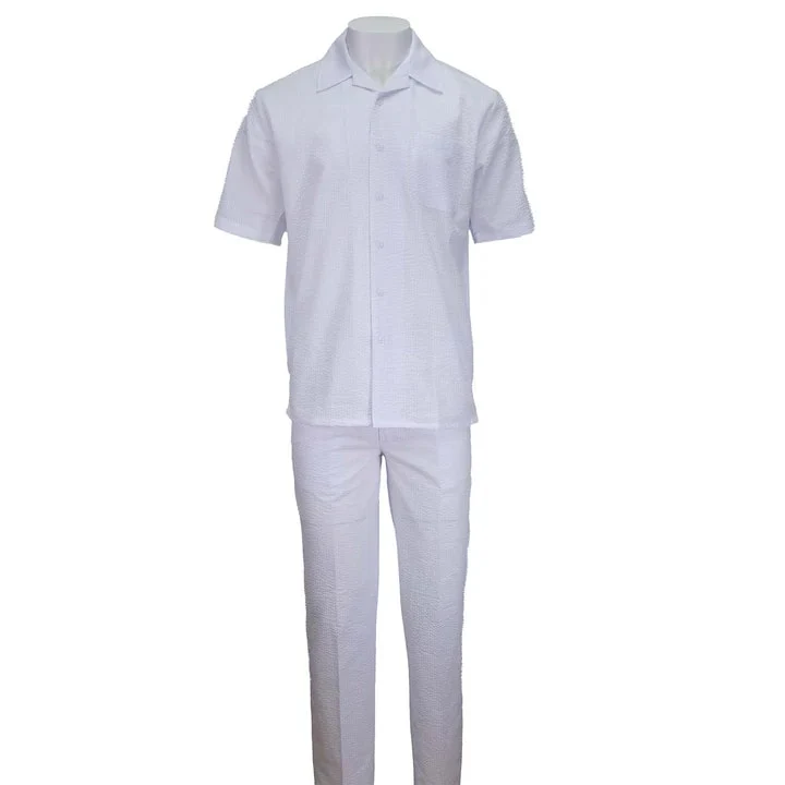 White Seersucker Relaxed Fit 2pc - Image 2