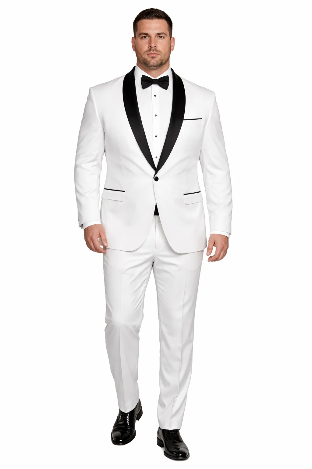 White Shiny Tuxedo Vested Suit - Sateen Sharkskin Fabric Groom Suit - Image 6