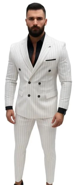 White Suit With Black Pinstripe - 1920's 1940's Dress Suits - Image 4