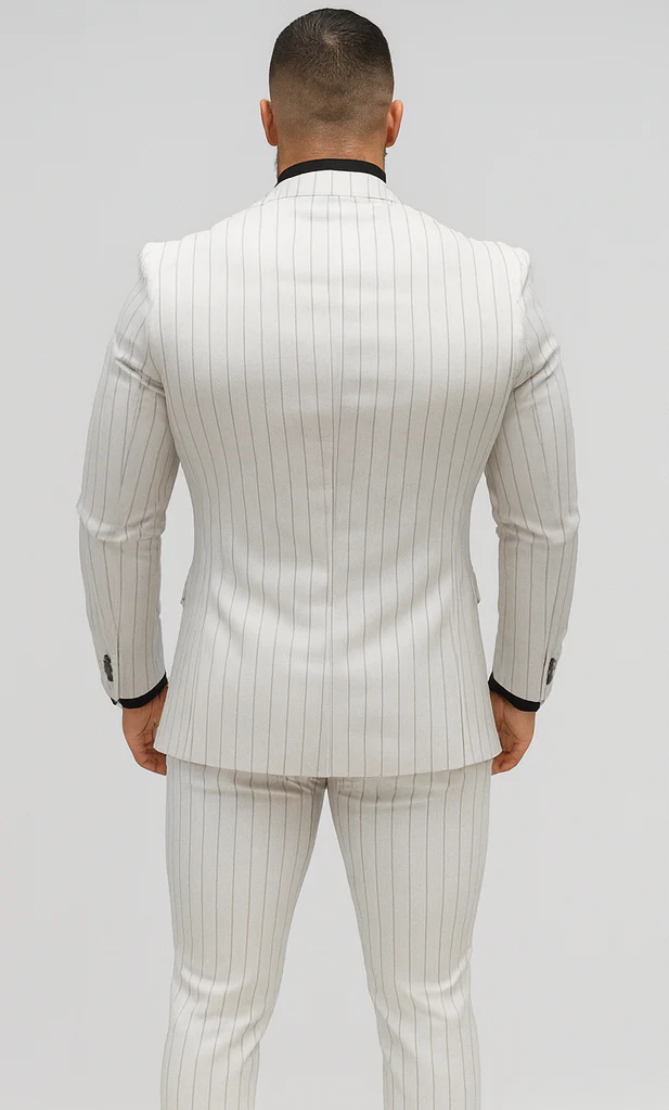 White Suits With Black Pinstripe - 1920's 1940's Dress Suit - Image 3