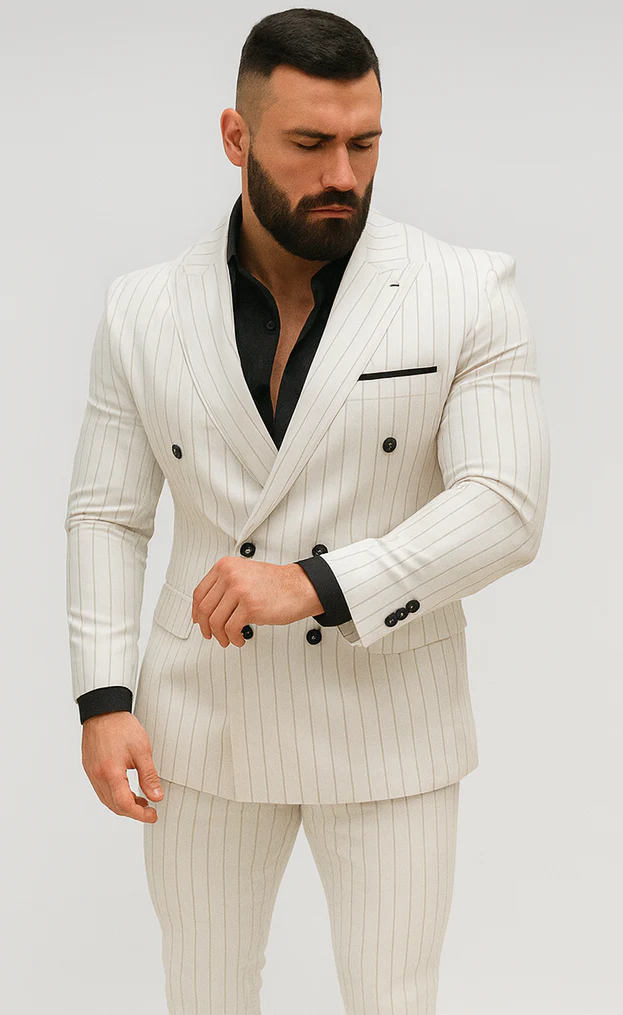 White Suits With Black Pinstripe - 1920's 1940's Dress Suit - Image 6