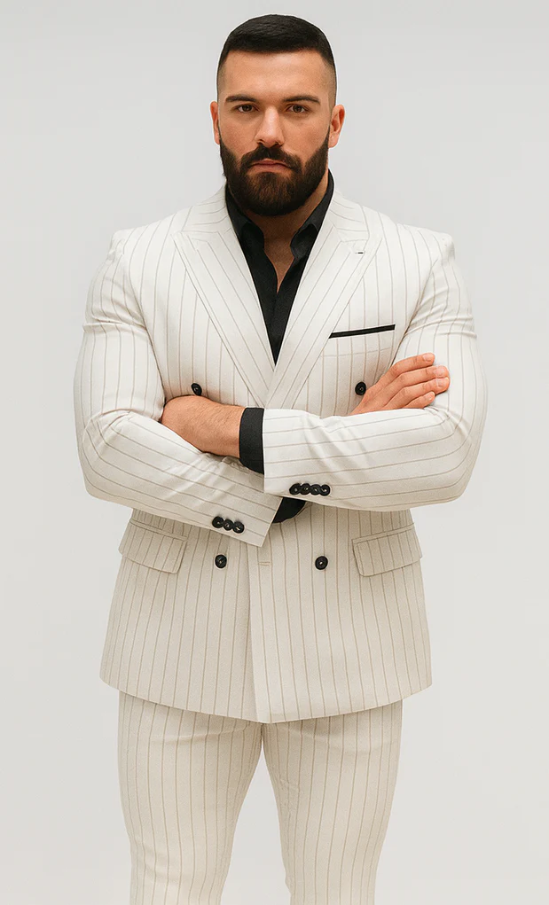 White Suits With Black Pinstripe - 1920's 1940's Dress Suit - Image 7