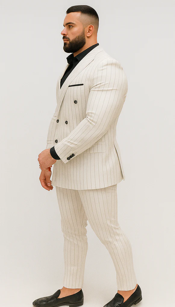 White Suits With Black Pinstripe - 1920's 1940's Dress Suit - Image 8