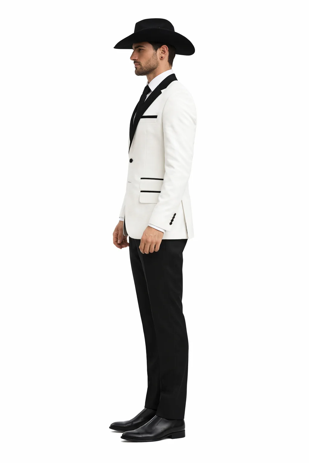 White Two toned Kids Sizes 2 Button Party Cheap Priced Business Suit Perfect For boys wedding outfits Clearance Sale & Tuxedo & Dinner Jacket Blazer W/ Black + Free Pant - Image 3