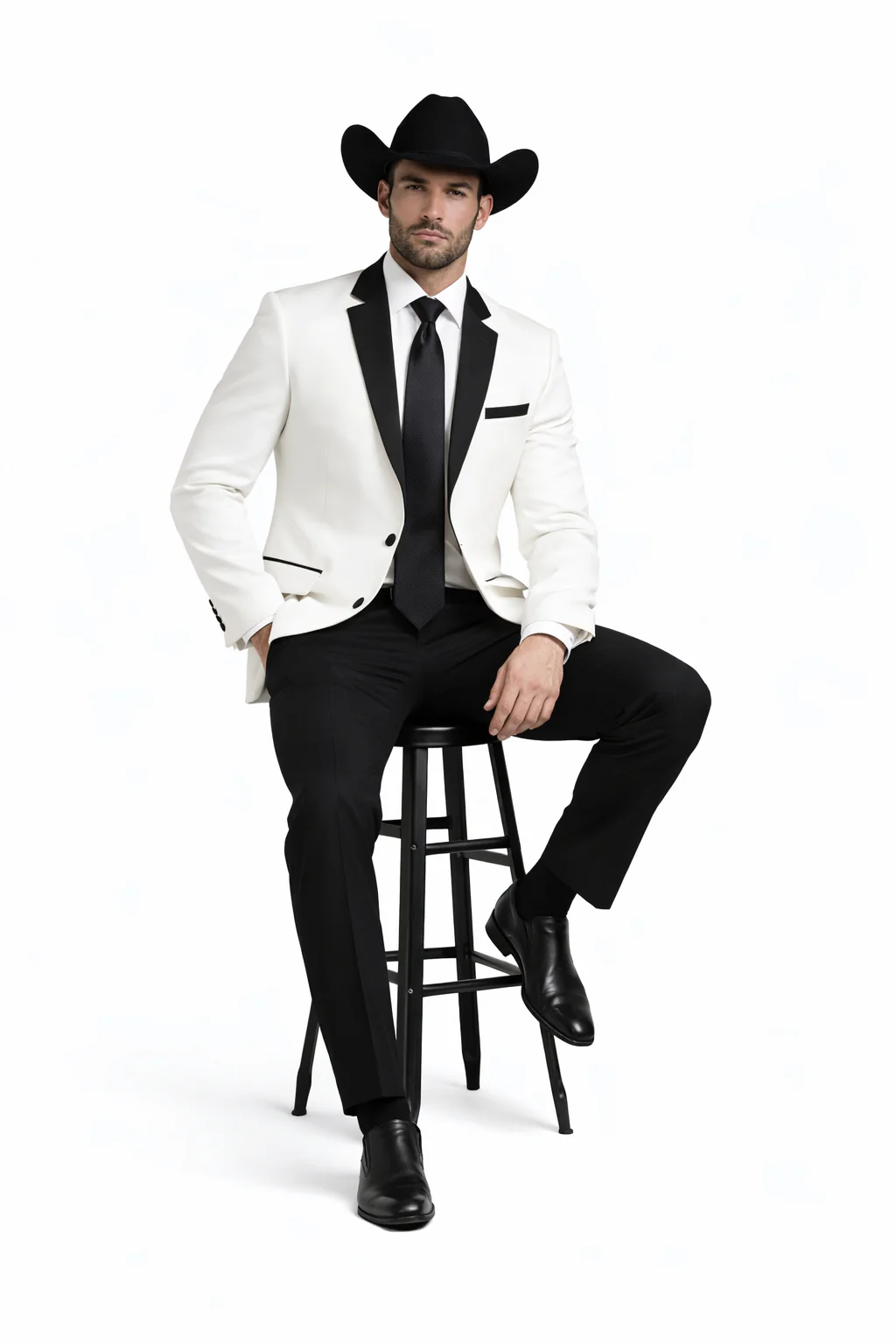 White Two toned Kids Sizes 2 Button Party Cheap Priced Business Suit Perfect For boys wedding outfits Clearance Sale & Tuxedo & Dinner Jacket Blazer W/ Black + Free Pant - Image 4
