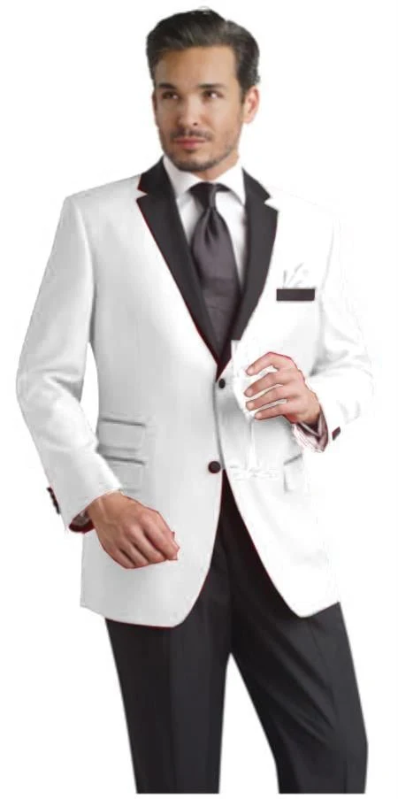 White Two toned Kids Sizes 2 Button Party Cheap Priced Business Suit Perfect For boys wedding outfits Clearance Sale & Tuxedo & Dinner Jacket Blazer W/ Black + Free Pant - Image 9