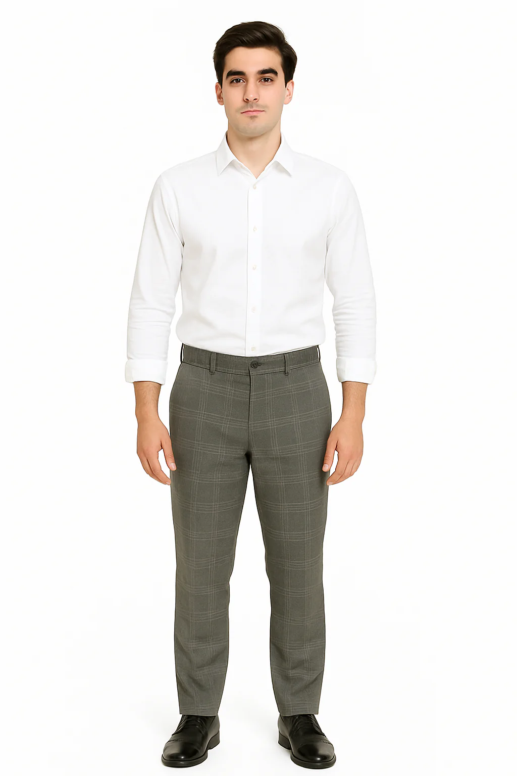 Wide Leg Slacks ~ Dress Pants Patter Gray Window Pane ~ Plaid - Image 2